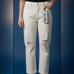 Almost Famous  Destructed High-Rise  Jeans Size 13 MCPT28x-84M Bone‎ White